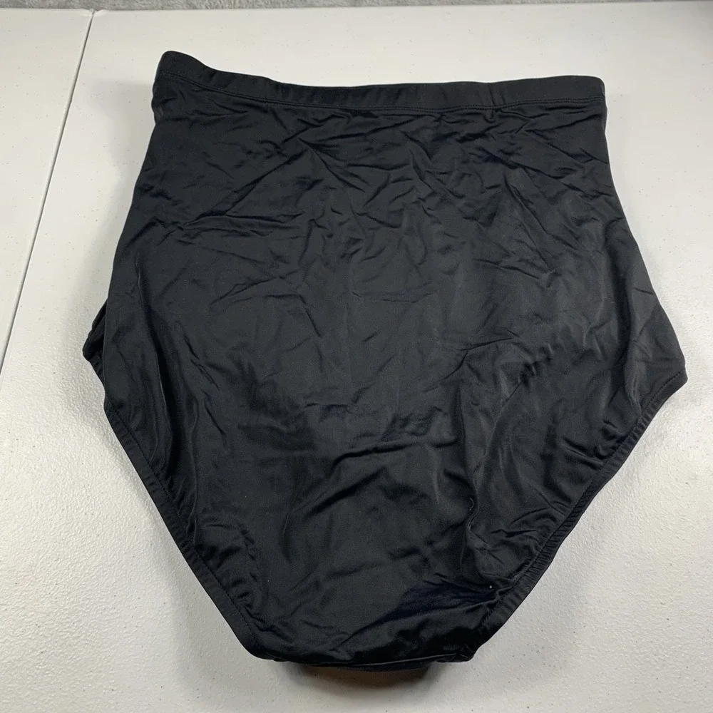 Swim Solutions Women's Swim Bottoms Size 16 Black Solid High Waisted Brief NWT‎ - Picture 6 of 7